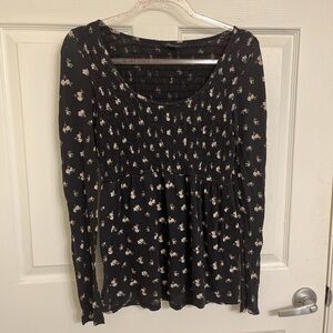 American Eagle Outfitters Navy Floral Blouse